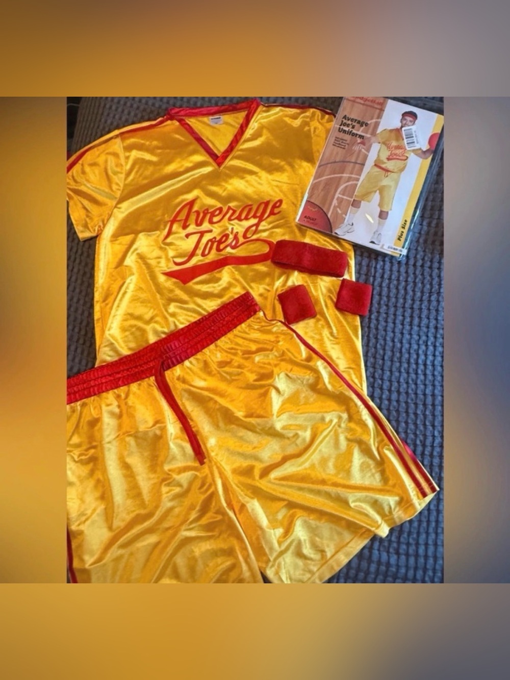 Average Joe's Yellow & Red Jersey and Shorts Costume